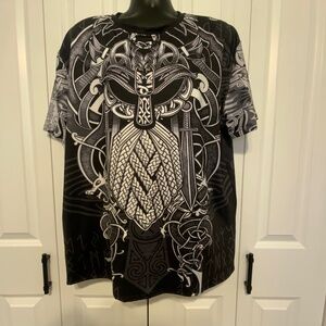New Viking tribal Black and White Polyester/Elastane Men’s 👕 XXL